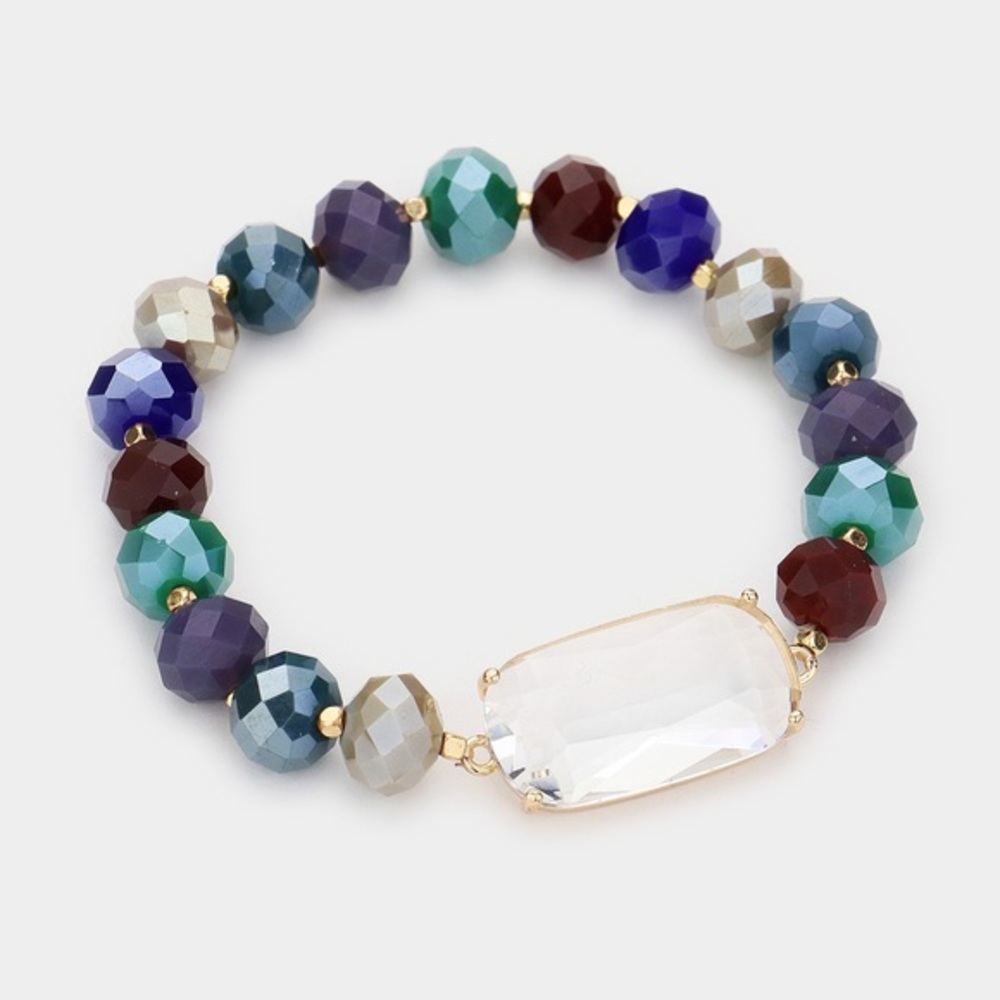 Clear lucite faceted beaded bracelet
